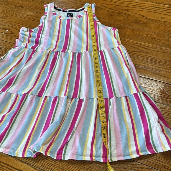 GAP stripe tank style dress. Side pockets.  Size Large.  Pinks, blue, green. - Picture 7 of 10